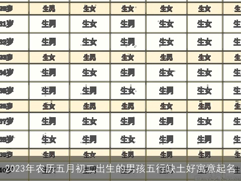 2023年农历五月初二出生的男孩五行缺土好寓意起名