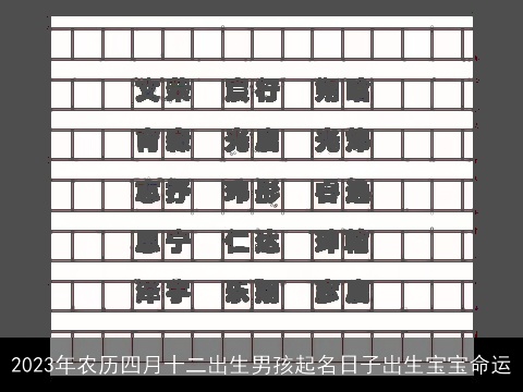 2023年农历四月十二出生男孩起名日子出生宝宝命运