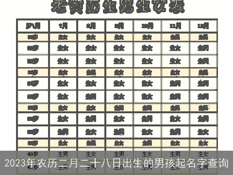 2023年农历二月二十八日出生的男孩起名字查询