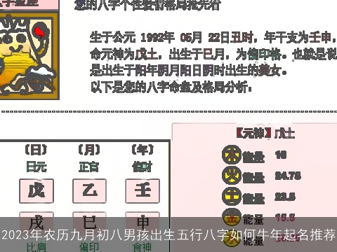 2023年农历九月初八男孩出生五行八字如何龙年起名推荐