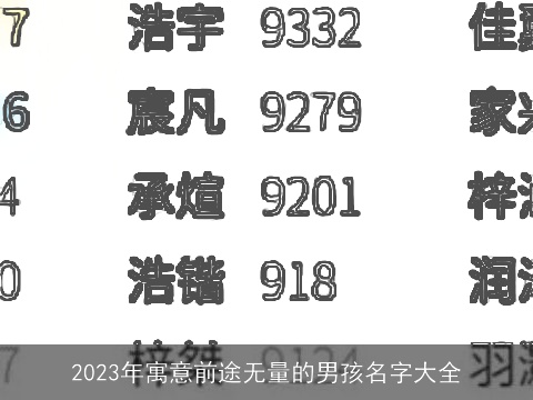 2023年寓意前途无量的男孩名字大全