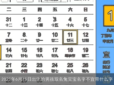 2023年6月15日出生的男孩取名龙宝宝名字不宜带什么字