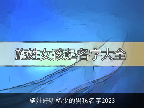 施姓好听稀少的男孩名字2023