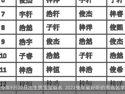 今年9月20日出生男宝宝取名 2023兔年最好听的男孩名字