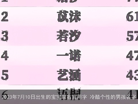2023年7月10日出生的宝宝取名宜用字 冷酷个性的男孩名字