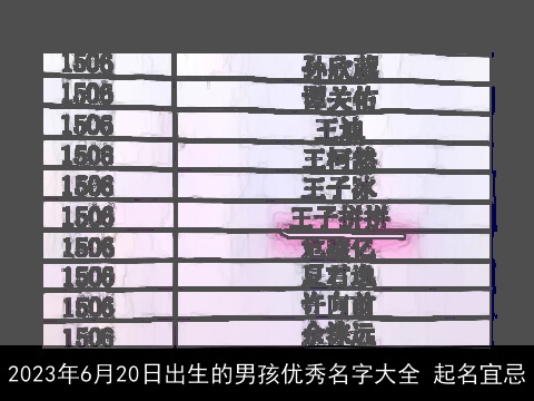 2023年6月20日出生的男孩优秀名字大全 起名宜忌