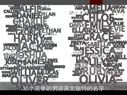30个简单的男孩英文独特的名字