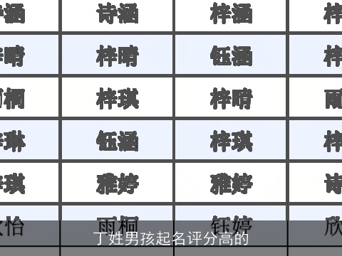 丁姓男孩起名评分高的