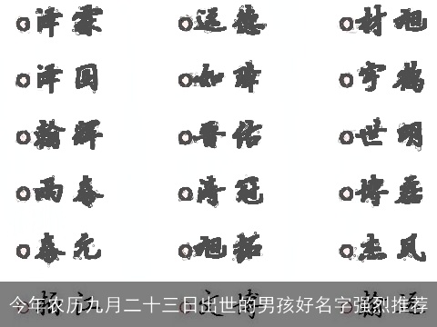 今年农历九月二十三日出世的男孩好名字强烈推荐