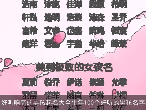 好听响亮的男孩起名大全龙年100个好听的男孩名字