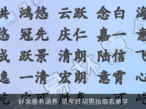 好寓意有涵养 鼠年姓胡男孩取名单字