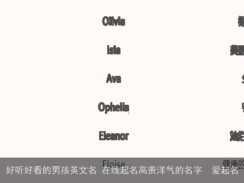 好听好看的男孩英文名 在线起名高贵洋气的名字  爱起名