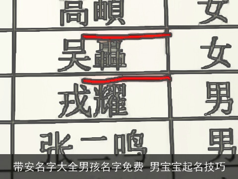 带安名字大全男孩名字免费 男宝宝起名技巧
