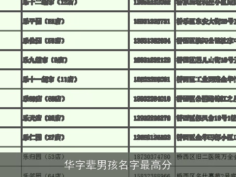 华字辈男孩名字最高分