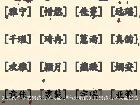 刘姓两个字的男孩名字大全 洋气好听的刘姓男孩名字大全挑选