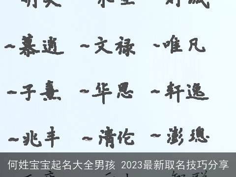 何姓宝宝起名大全男孩 2023最新取名技巧分享