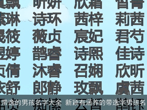 带逸的男孩名字大全 新颖有涵养的带逸字男孩名
