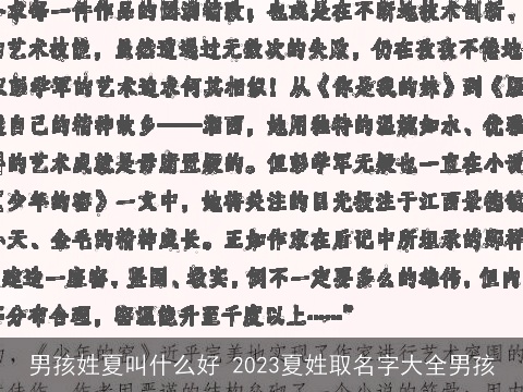 男孩姓夏叫什么好 2023夏姓取名字大全男孩