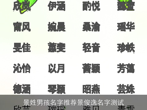 景姓男孩名字推荐景俊逸名字测试