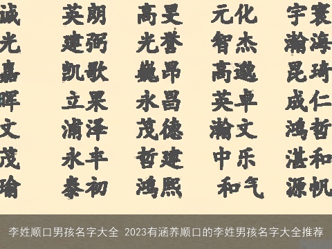 李姓顺口男孩名字大全 2023有涵养顺口的李姓男孩名字大全推荐