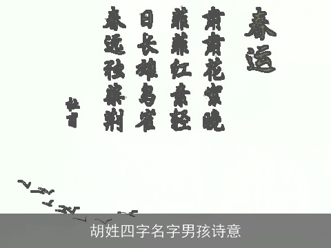胡姓四字名字男孩诗意