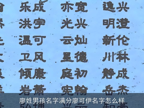 廖姓男孩名字满分廖可伊名字怎么样