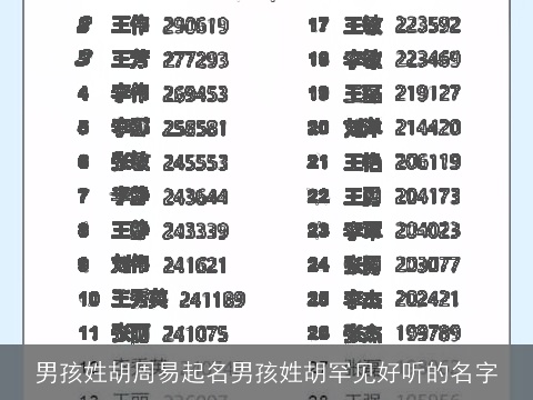 男孩姓胡周易起名男孩姓胡罕见好听的名字