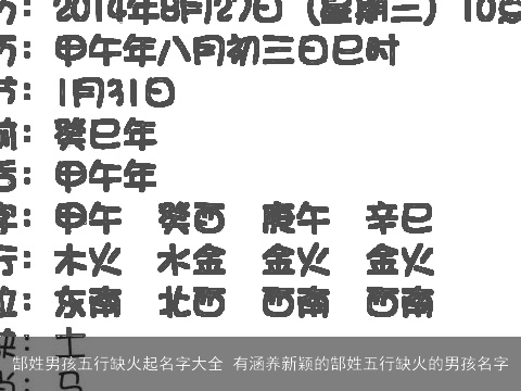 郜姓男孩五行缺火起名字大全 有涵养新颖的郜姓五行缺火的男孩名字