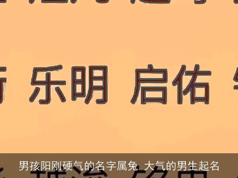 男孩阳刚硬气的名字属兔 大气的男生起名