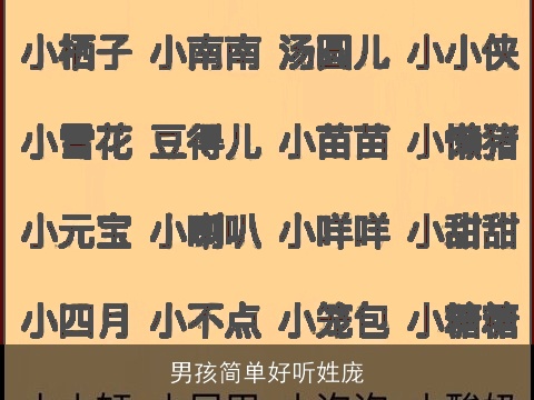 男孩简单好听姓庞