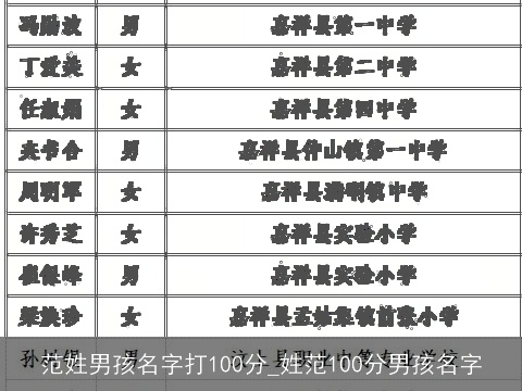 范姓男孩名字打100分_姓范100分男孩名字