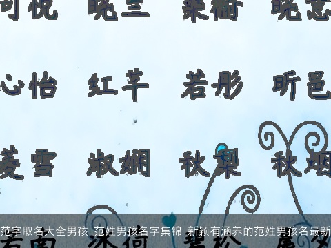 范字取名大全男孩 范姓男孩名字集锦 新颖有涵养的范姓男孩名最新