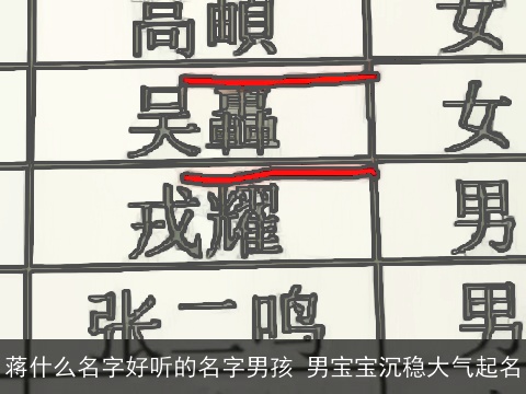 蒋什么名字好听的名字男孩 男宝宝沉稳大气起名