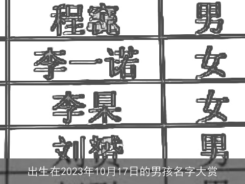 出生在2023年10月17日的男孩名字大赏