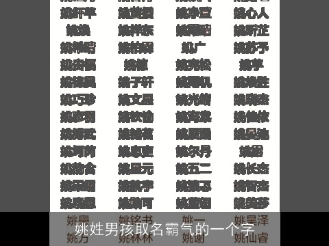 姚姓男孩取名霸气的一个字