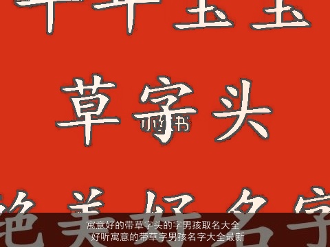 寓意好的带草字头的字男孩取名大全 好听寓意的带草字男孩名字大全最新