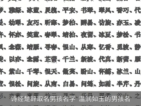 诗经楚辞取名男孩名字 温润如玉的男孩名