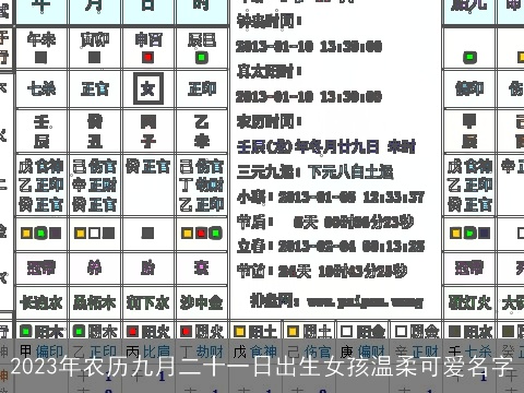 2023年农历九月二十一日出生女孩温柔可爱名字