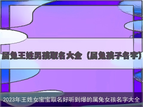 2023年王姓女宝宝取名好听到爆的属兔女孩名字大全