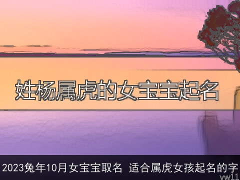 2023兔年10月女宝宝取名 适合属虎女孩起名的字