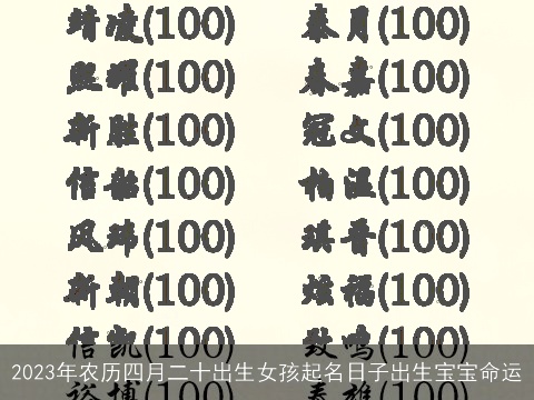 2023年农历四月二十出生女孩起名日子出生宝宝命运