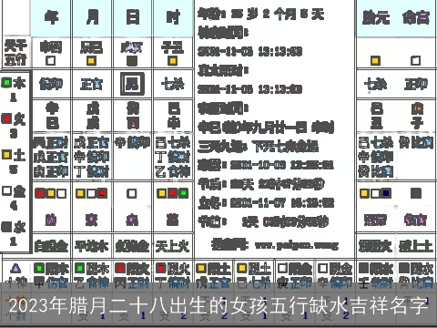2023年腊月二十八出生的女孩五行缺水吉祥名字