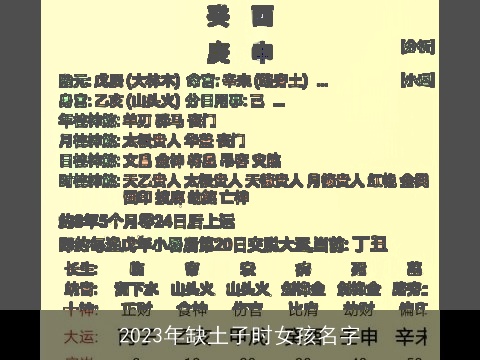 2023年缺土子时女孩名字