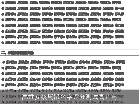 高姓女孩属鼠名字评分测试高芷冉