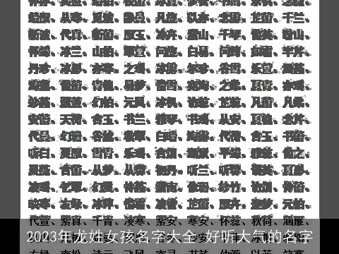 2023年龙姓女孩名字大全 好听大气的名字
