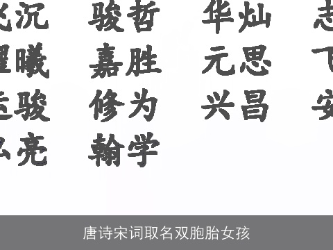 唐诗宋词取名双胞胎女孩