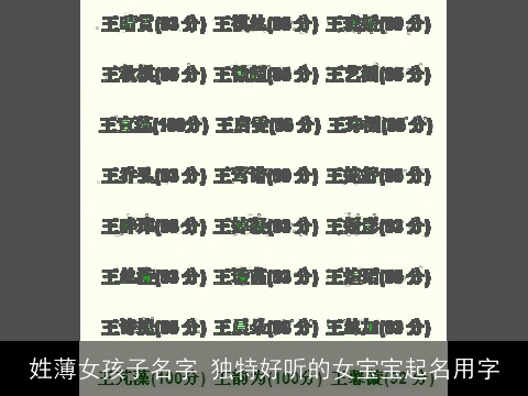 姓薄女孩子名字 独特好听的女宝宝起名用字