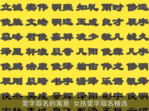 斐字取名的寓意 女孩斐字取名精选