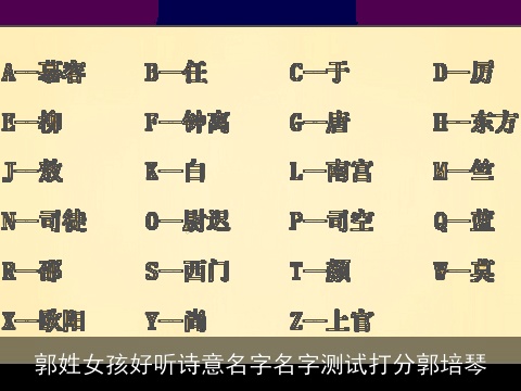 郭姓女孩好听诗意名字名字测试打分郭培琴