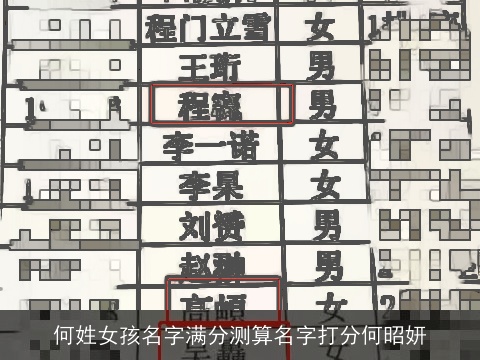 何姓女孩名字满分测算名字打分何昭妍